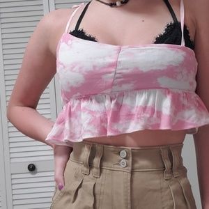 Dollskill cloud print pink top size small
